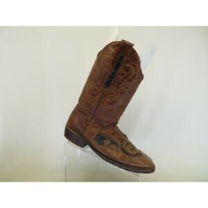 Indomables Brown Leather Inlay Cowboy Western Boots Mens Size 8 D